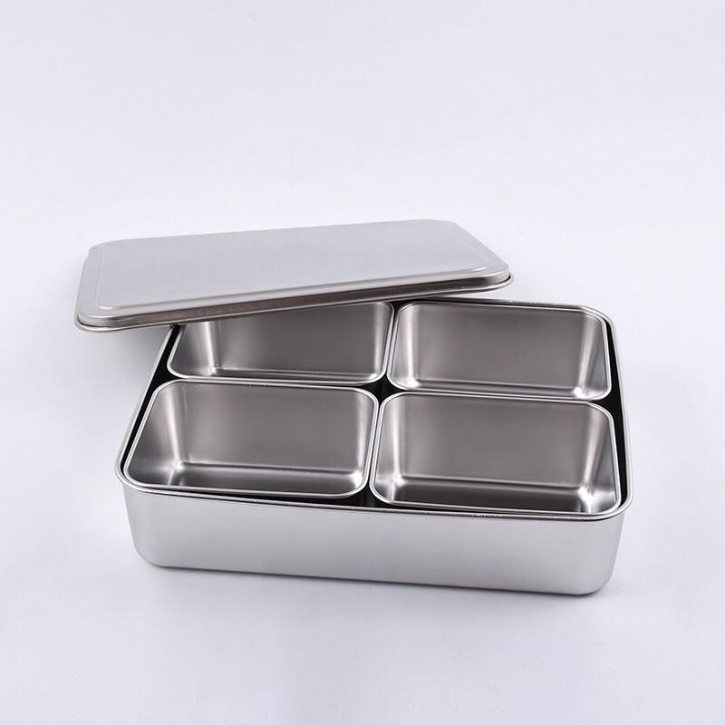 Hũ Gia Vị Inox 4 Ngăn Nắp Rời