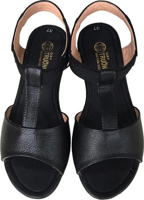 Giày sandal nữ Trường Hải da bò thật đế cao su không trơn dép cao 2.5cm dép thời trang cao cấp SDN074