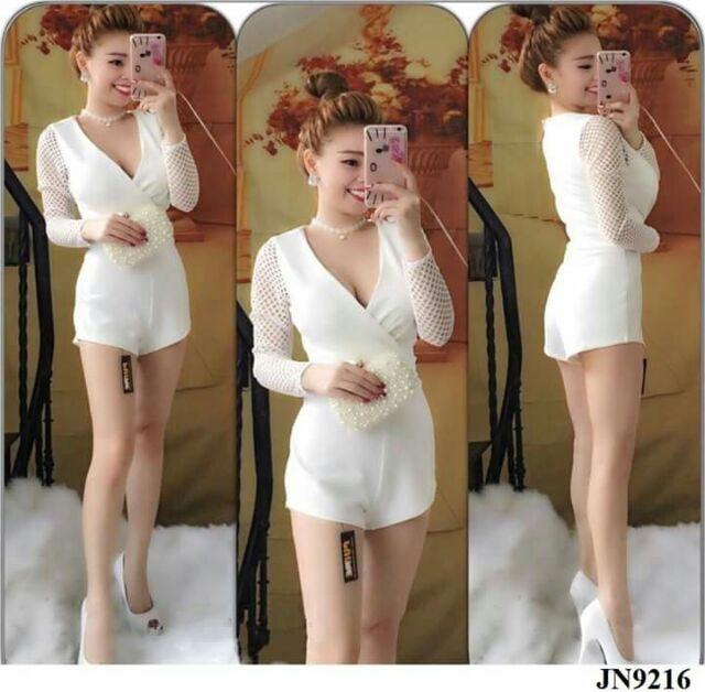 Jump cổ tim đắp chéo phối lưới sexy