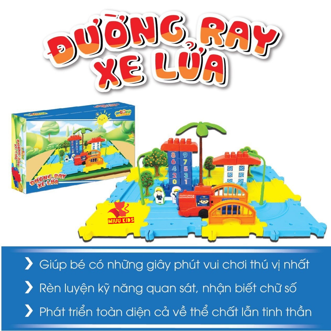 Đồ Chơi Lắp Ráp Đường Ray 45 Chi Tiết  Kèm Xe Lửa Chạy Pin Bằng Nhựa Cao cấp