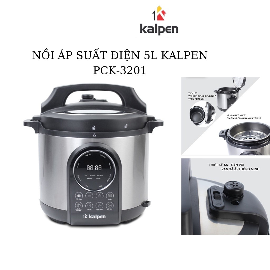 Nồi Áp Suất Điện Tử Đa Năng Kalpen PCK-3201 Dung Tích 5L, Màn Hình Cảm Ứng, 11 Chế Độ Nấu, Thương Hiệu Đức - Hàng chính hãng