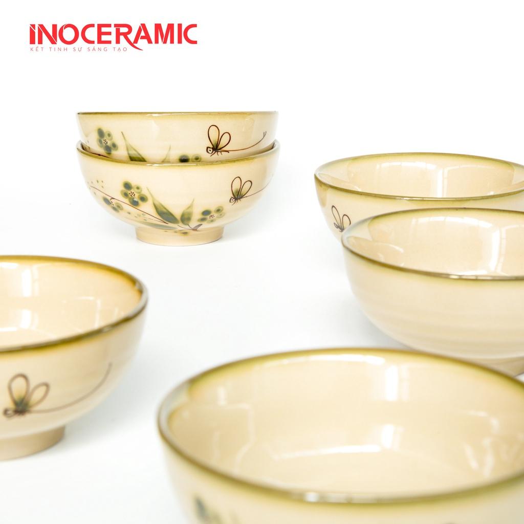 Bát cơm gốm bát tràng , Bát ăn cơm họa tiết đào chuồn, bát cơm cổ điển