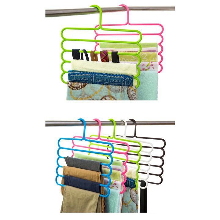 Móc treo quần áo 5 tầng bằng nhựa - giao màu ngẫu nhiên - GD615