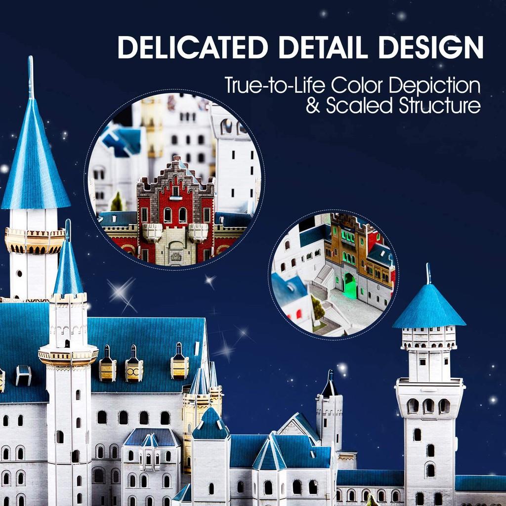 Mô hình giấy 3D - Led lâu đài cổ tích Đức - Neuschwanstein castle (L174h)