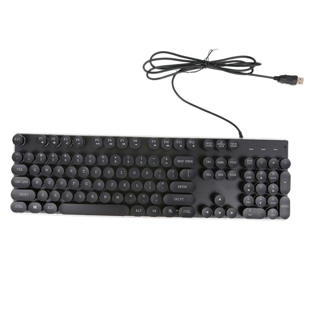 3 Color Wired Backlit Gaming Keyboard Punk Keycap Retro with USB Interface