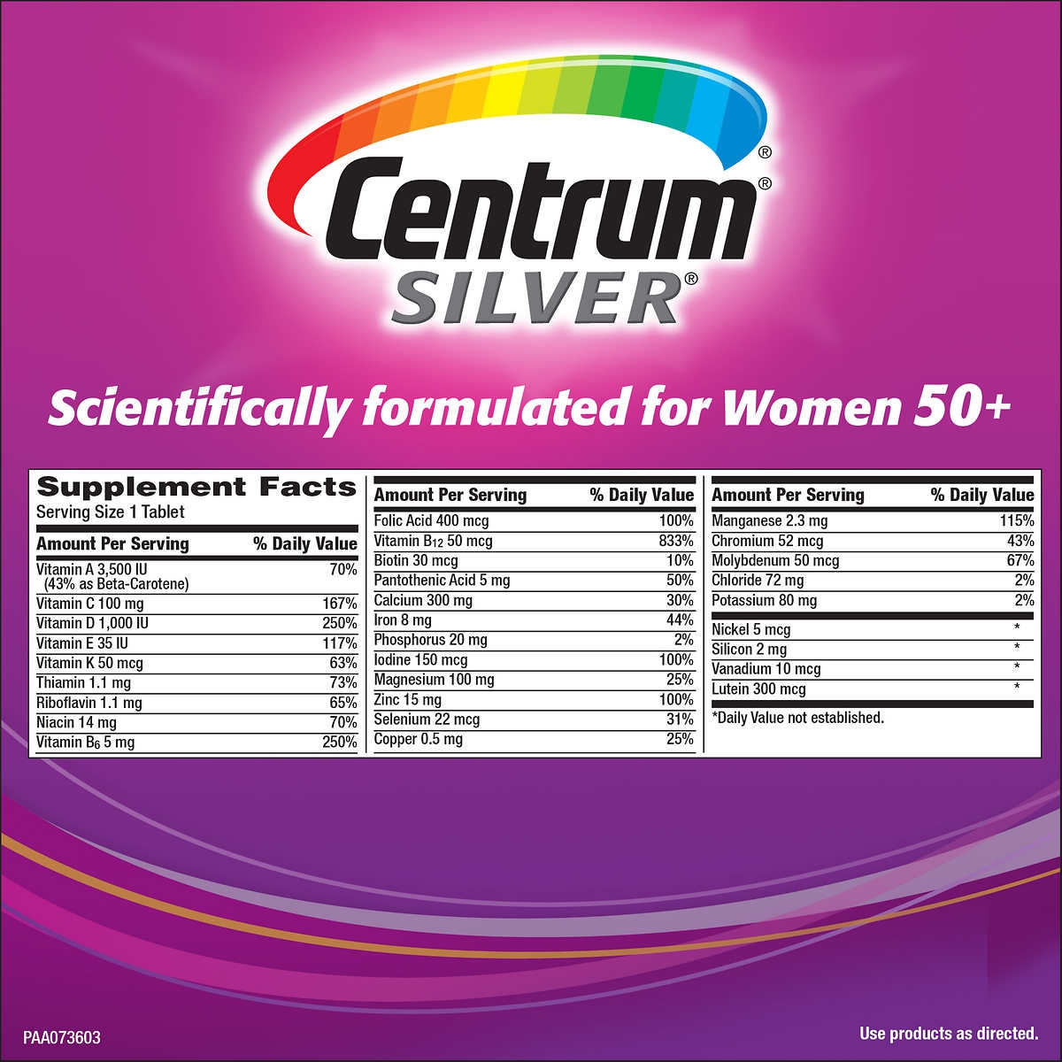 Thực phẩm bổ sung vitamin và khoáng chất: CENTRUM SILVER WOMEN 50+ 275 Viên - Nhập khẩu Mỹ
