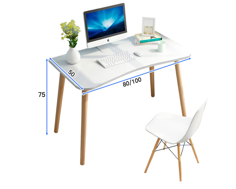 Bàn trơn uốn 4 chân bắc âu - bàn làm việc,bàn học gỗ REO484