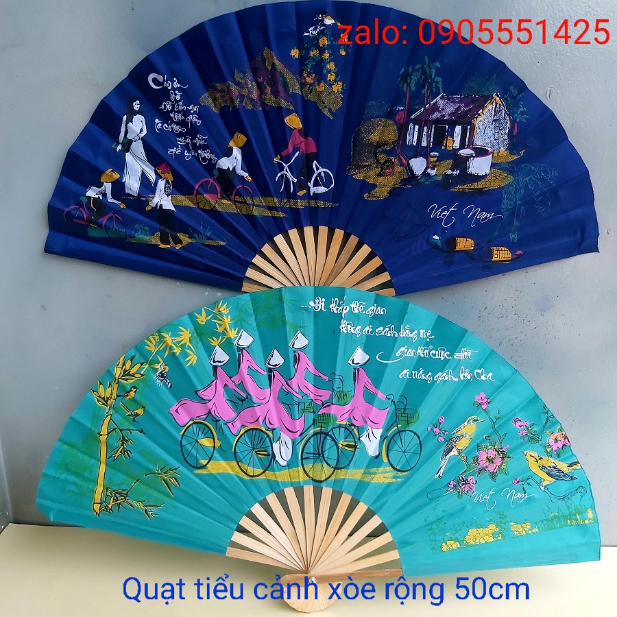 QUẠT TIỂU CẢNH NHIỀU MẪU, kích thước xòe rộng 50cm