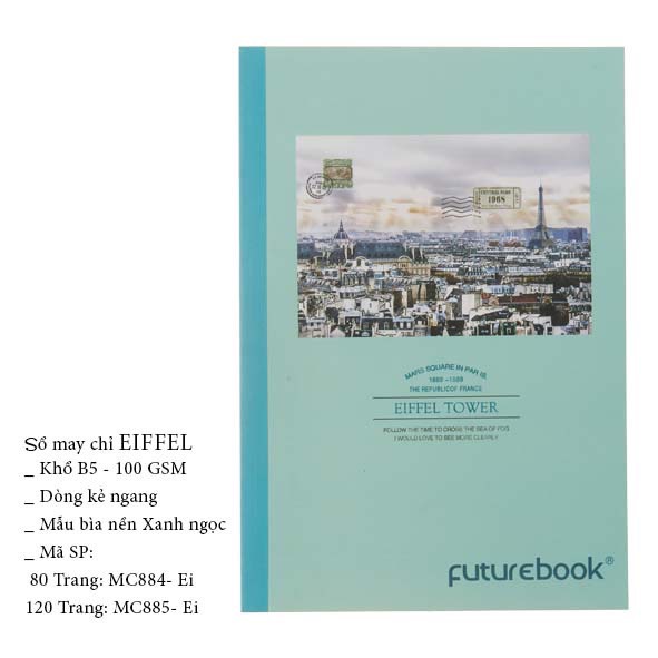 Sổ May Chỉ Dán Gáy Eiffel B5- Kẻ Ngang- 100GSM. Phong cách Hàn Quốc.  VPP FUTUREBOOK. Giao mẫu ngẫu nhiên