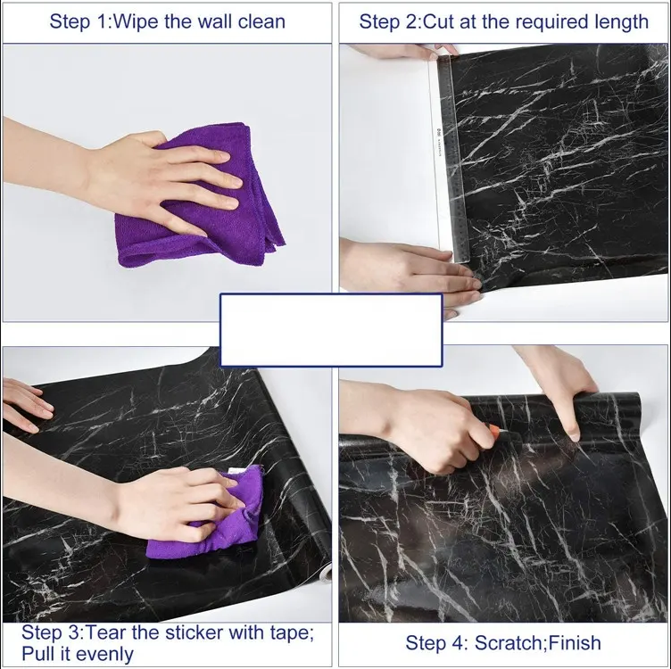 Combo 10 mét giấy dán tường, decal dán tường trang trí nhà cửa ĐÁ HOA CƯƠNG ĐEN khổ 45cm