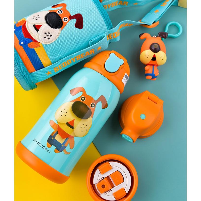 Bình giữ nhiệt trẻ em Beddybear - 3 Nắp thay thế - Hình con Chó - 630ml - Tặng kèm móc khóa - RT104-630-CHO. Chính hãng