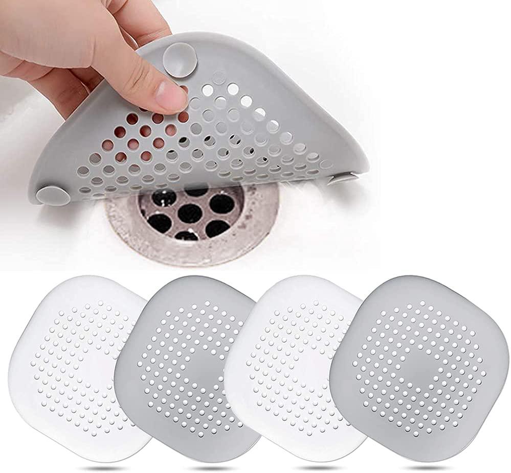 Bộ 4 tấm bảo vệ ống thoát nước bằng silicon, Bộ lọc bồn rửa nhà bếp có cốc hút, Bộ lọc nắp ống thoát nước bồn tắm, Bộ lọc bồn rửa nhà bếp và phòng tắm.