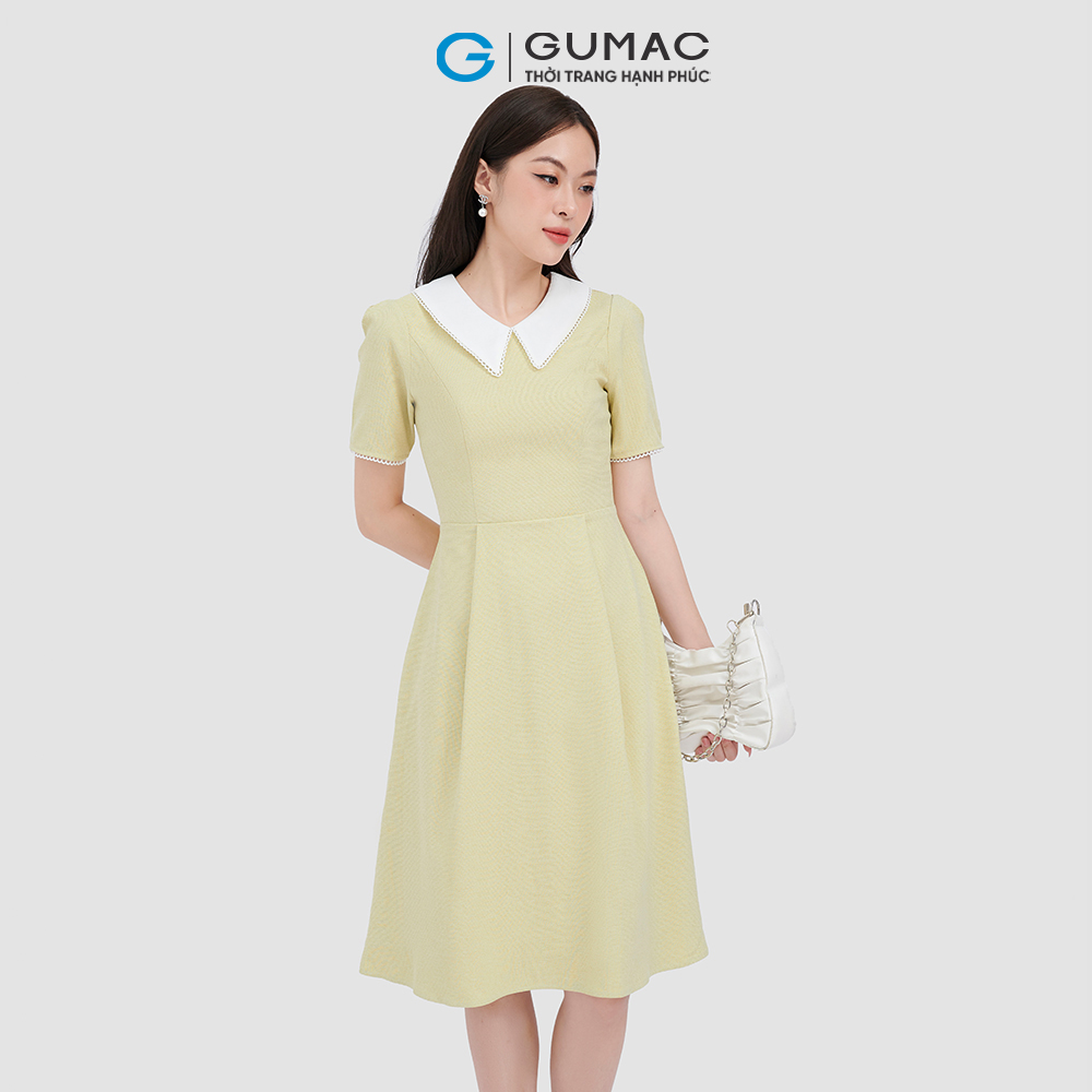 Đầm form A GUMAC DC10066 phối đăng ten trẻ trung