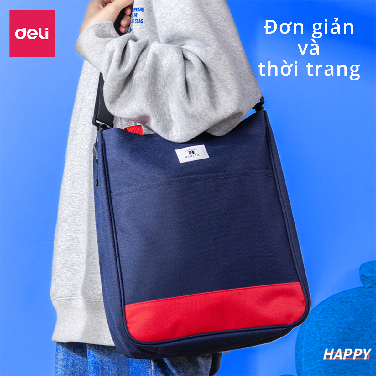 Túi tote vải canvas Deli cao cấp - Chất liệu chống thấm nước, thiết kế thời trang thích hợp với đi học đi làm - 73204