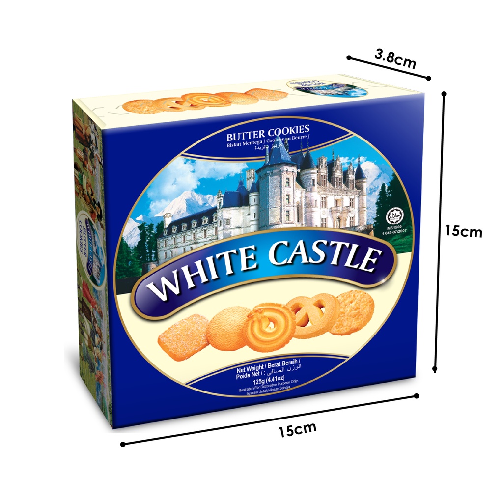 Bánh quy bơ hộp giấy White Castle nhập khẩu Malaysia 125g White Castle Butter Cookies