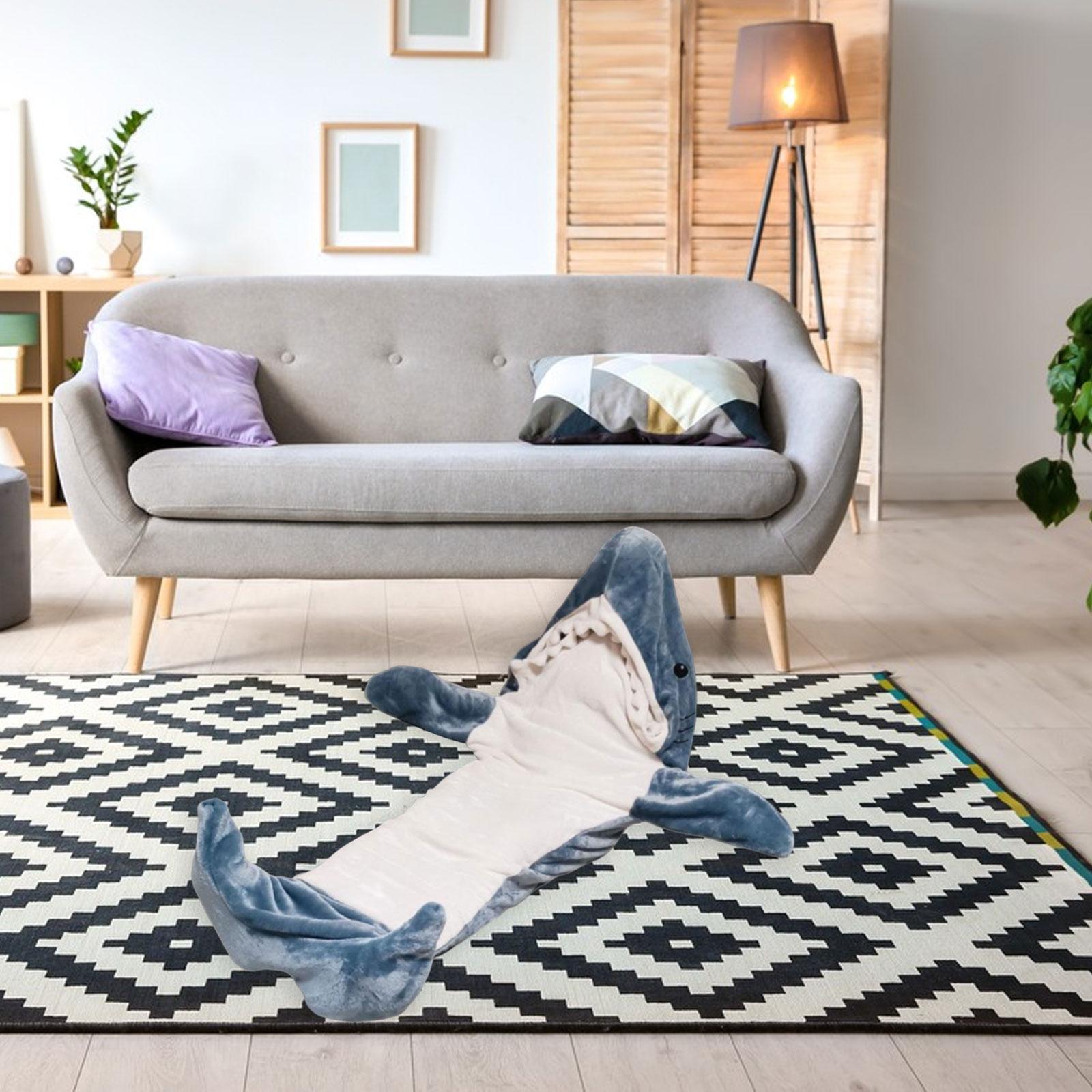 Shark Sleeping Bag Blanket Hooded Unisex Shark Cosplay Costumes Lightweight Funny Creative Soft Flannel Shark Costume Shark Blanket Wearable