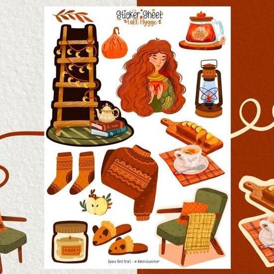 Sticker sheet fall hygge - chuyên dán, trang trí sổ nhật kí, sổ tay | Bullet journal sticker - unim052