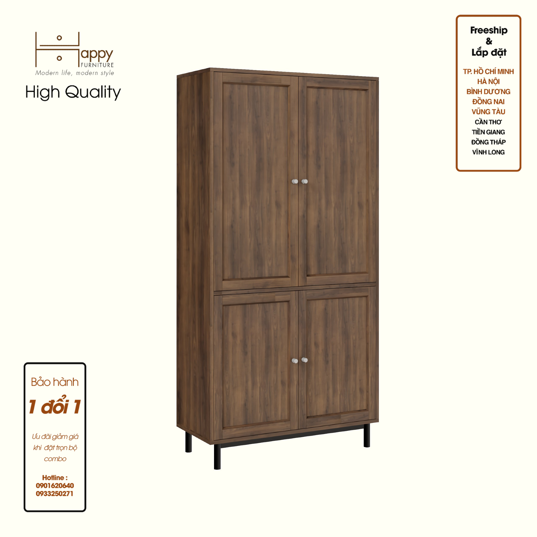 CATY, Kệ sách 5 tầng 2 cửa mở - chân sắt, 90cm x 39cm x 180cm , KSA_055