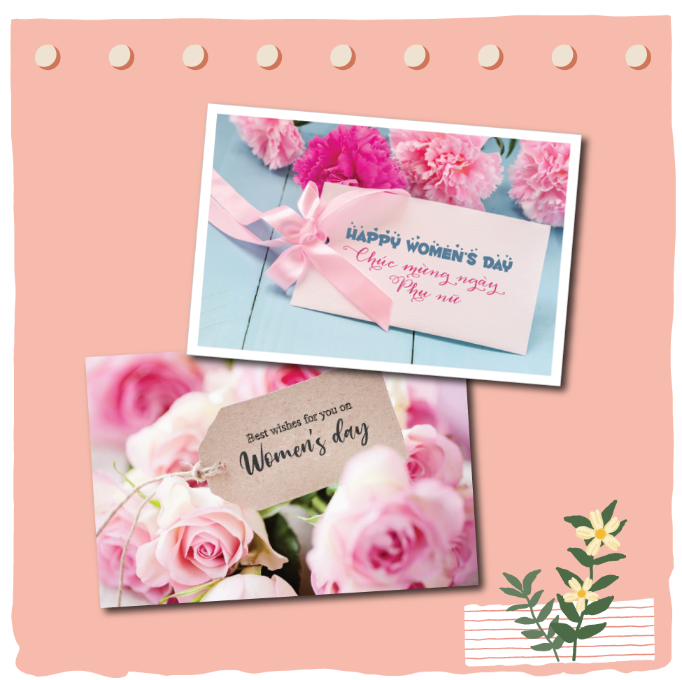 Combo 2c Thiệp ngày phụ nữ 8.3 và 20.10 Women's day - Thiệp Grey 12x18cm kèm phong bì