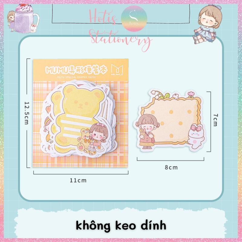 Set 100 tờ giấy ghi chú MUYU hoạt hình dễ thương, không keo dính