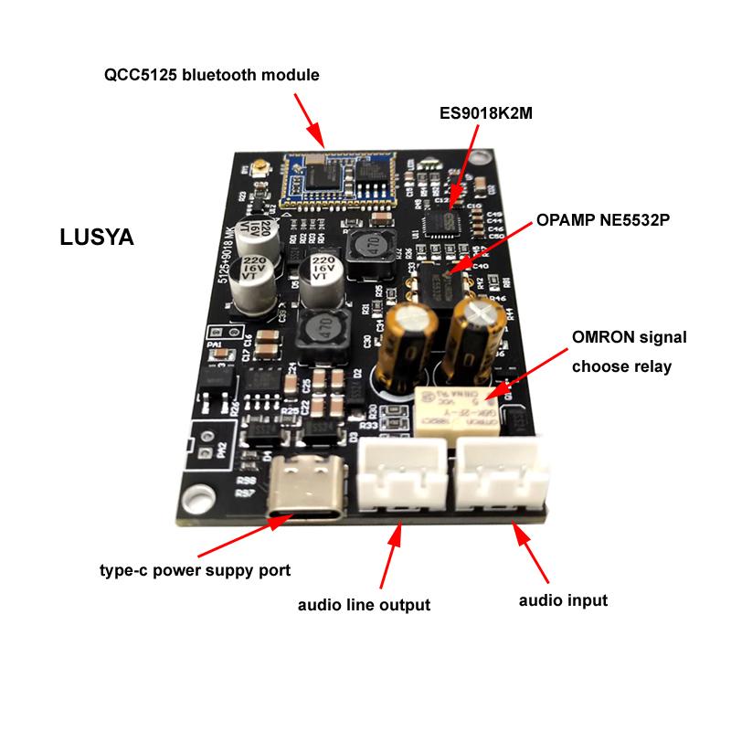 DLHIFI QCC5125 Bluetooth 5.1 Trình nhận bộ chuyển đổi LDAC APTX HD ES9018 DAC với đầu vào dòng Opamp NE5532 cho bộ khuếch đại âm thanh HIFI
