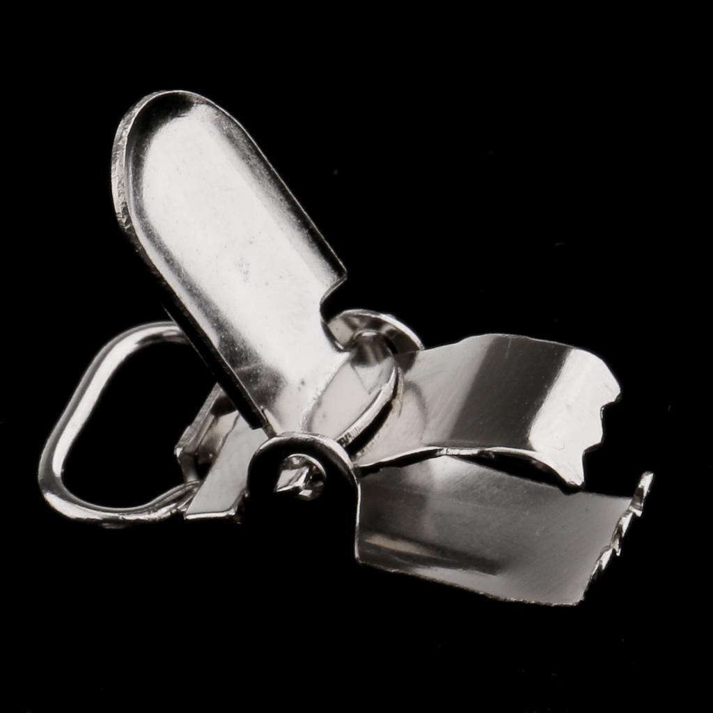 20 Pieces 1" Metal Baby Pacifier Suspender Clips Webbing Dummy Strap Holder Craft Hooks Silver