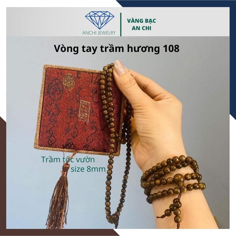 Chuỗi 108 hạt trầm hương 8mm tặng kèm hộp gấm, Anchi jewelry