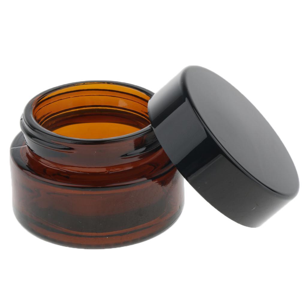 12 Pcs Empty Amber Glass Vials Jars For Cream Cosmetic Container Pot 15g