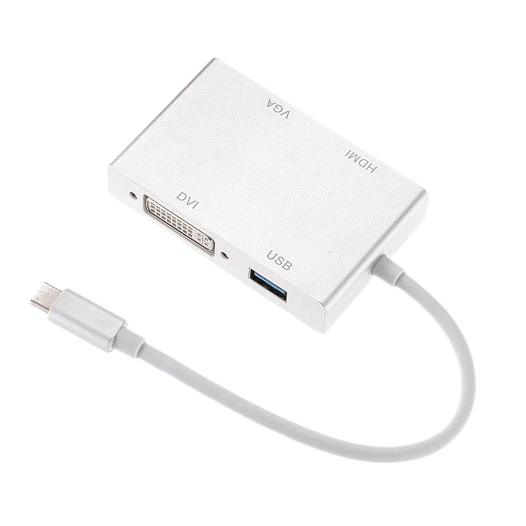 4 in 1 USB C Type-C to VGA/DVI/HDMI/USB Port Adapter Converter Cable For PC