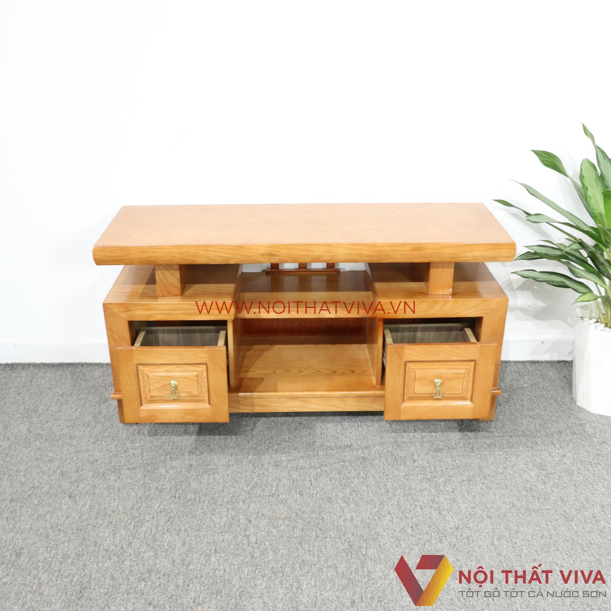 Kệ Tivi Gỗ Sồi Nga Sơn Màu Cánh Gián Đẹp Giá Rẻ