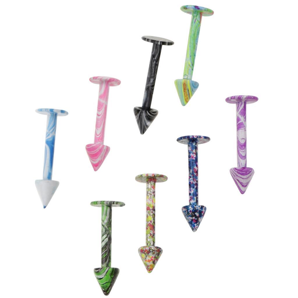 8 Pieces Stainless Steel   Labret Lip Bars  Barbell Piercing