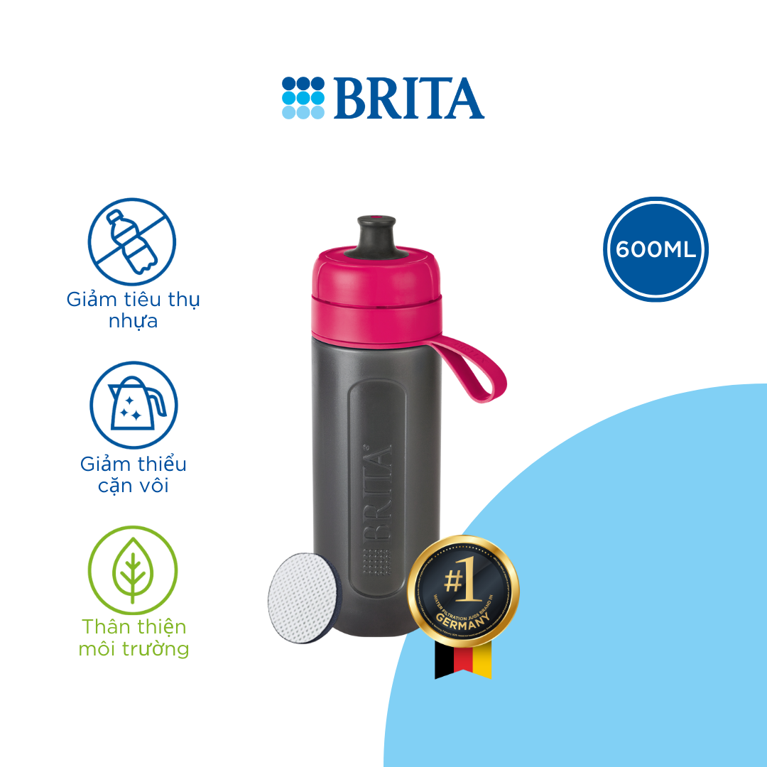 Bình Lọc Nước BRITA Active Pink - 600ml (Kèm Microdisc)