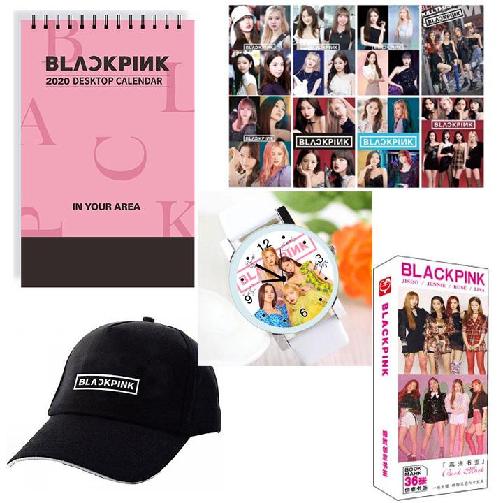 Combo 5 món BLACKPINK gồm lịch 2020 mũ đồng hồ 8 tấm poster A3 bookmark