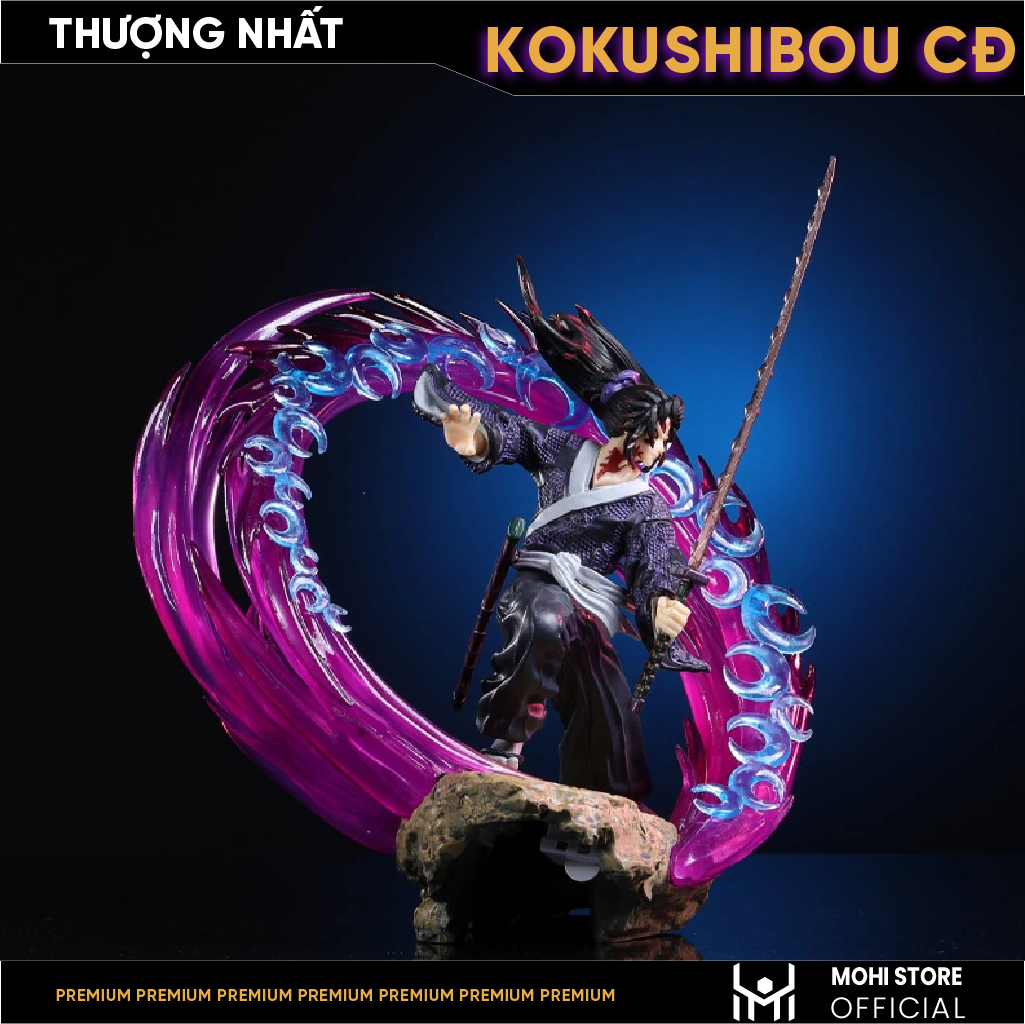 Mô Hình Thượng Nhất Kokushibou chiến đấu siêu ngầu - có led - cao 30cm - Full box - Kimetsu No Yaiba - Có Hộp Màu