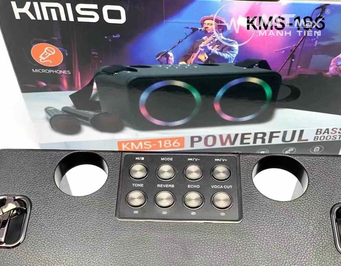 Loa karaoke mini KMS 186 bluetooth kèm 2 micro có chức năng reverb - công suất 20w bass căng, hát karaoke với âm thanh cực hay và ngọt kết nốt bluetooth, USB, thẻ nhớ TF, AUX 3.5mm