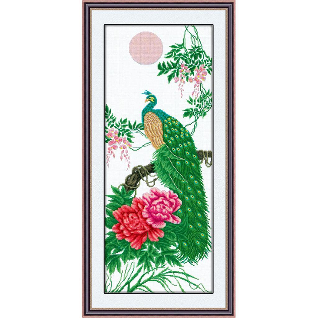 DIY Painting Peony Peacock Embroidery Cross Stitch Kits Crafts Home Decors