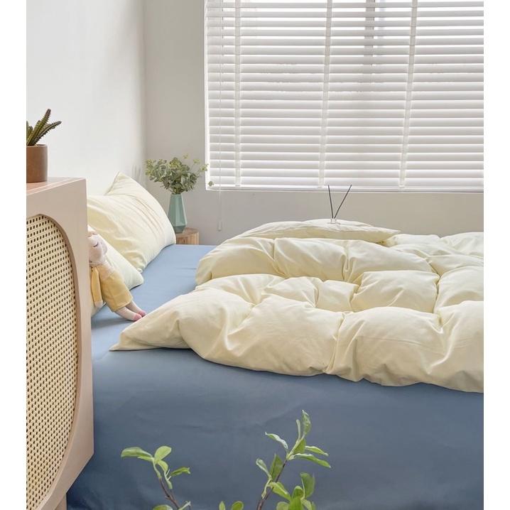 Bộ Chăn Ga Gối Cotton Tici Đũi Hàng Nhập Khẩu Nguyên Bộ 4 Món Màu Vintage nhẹ nhàng