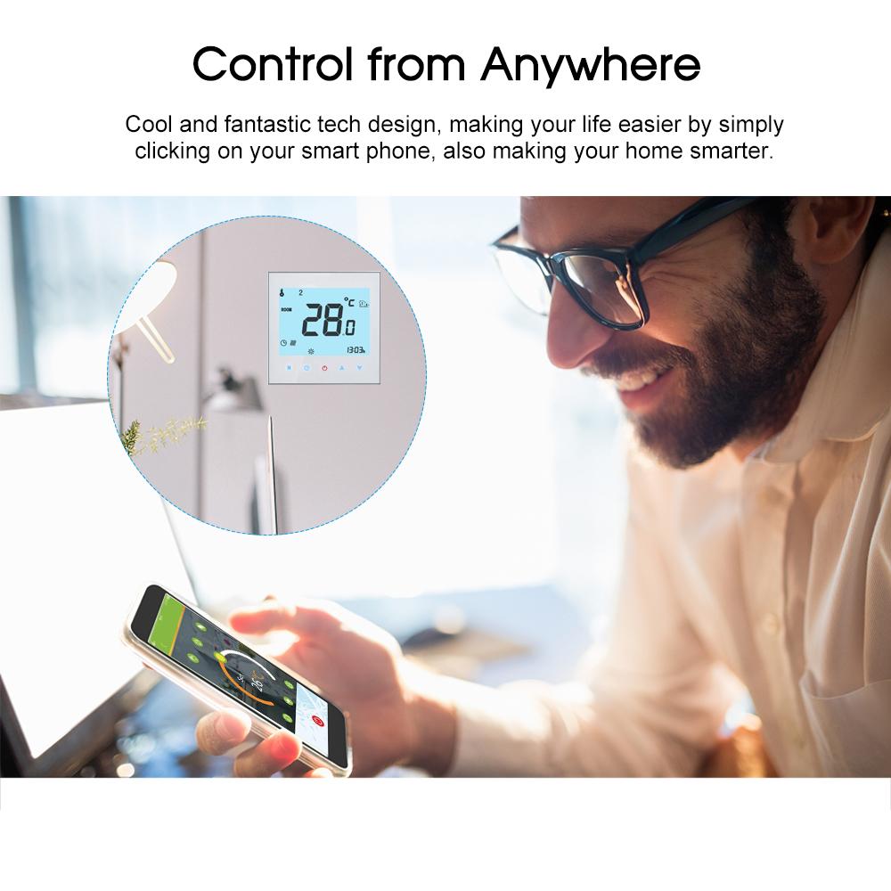 THP1000-WHPW Water Heating Thermostat Smart WiFi Digital Temperature Controller Tuya/SmartLife APP Control Backlit LCD Display Programmable Voice Control Compatible with Amazon Echo/Google Home/Tmall Genie/IFTTT 3A AC95-240V