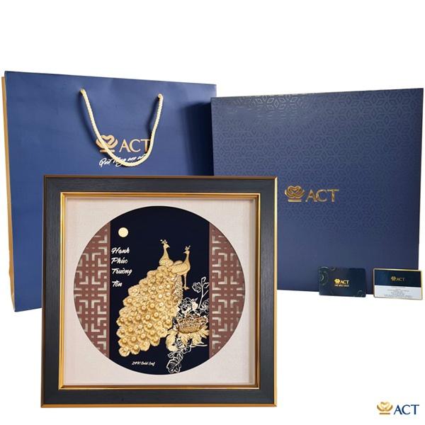 Tranh đôi công và hoa mẫu đơn 35x35 cm - Mẫu 5