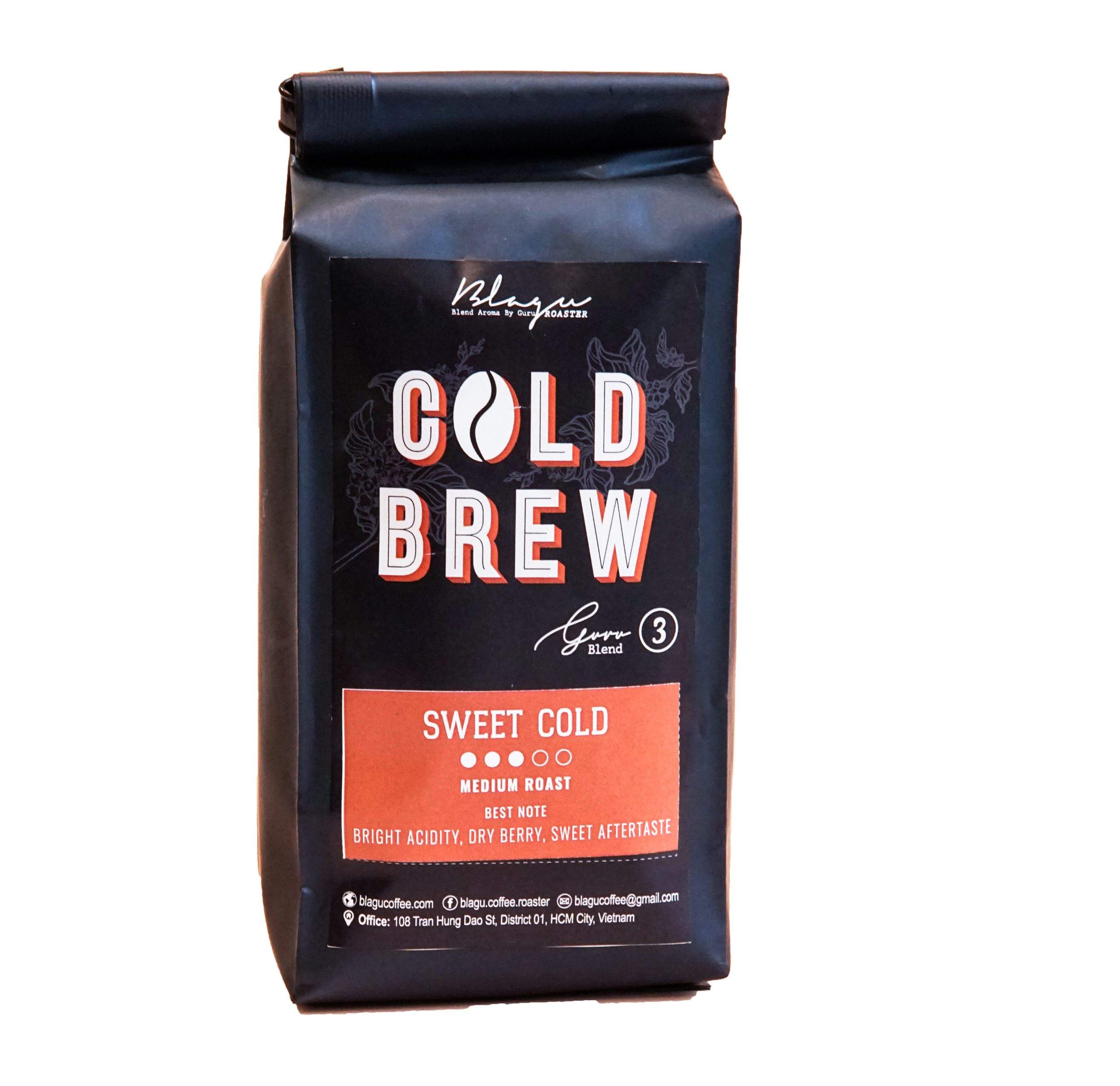 CÀ PHÊ BLAGU HẠT ĐÃ RANG, GURU 3 BLEND COLD BREW – SWEET COLD, MEDIUM ROAST, 250G