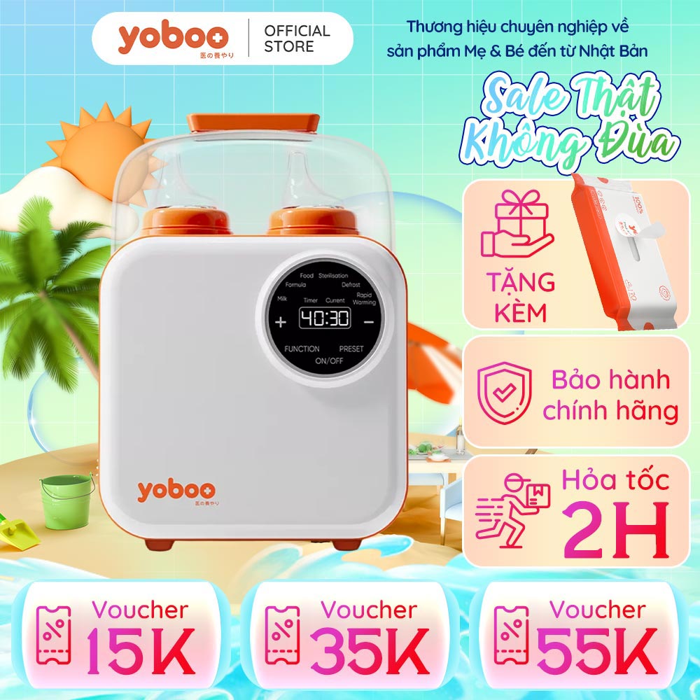 Máy hâm nóng sữa đôi điện tử Yoboo YB-0042 có 6 chức năng, điều khiển cảm ứng, hẹn giờ trước - Hàng chính hãng