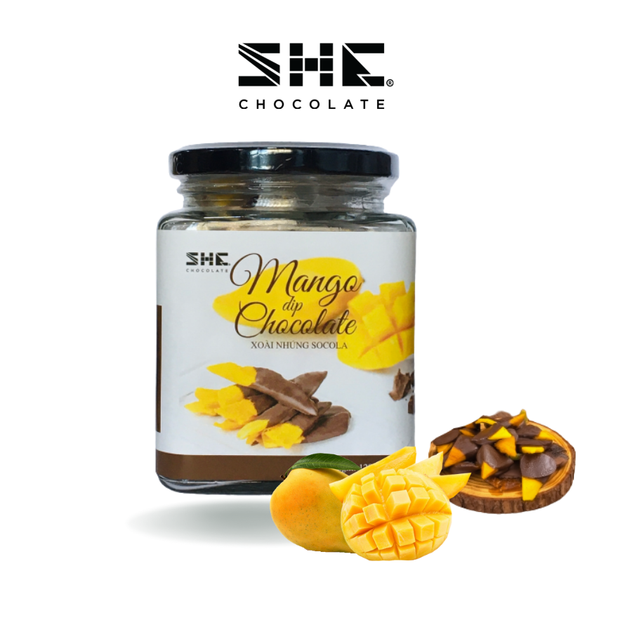 Trái cây nhúng socola 4 vị - Hũ thủy tinh 120g - SHE Chocolate - Bổ sung năng lượng, đa dạng vị giác. Quà tặng sức khỏe, quà tặng người thân, dịp lễ, thích hợp ăn vặt