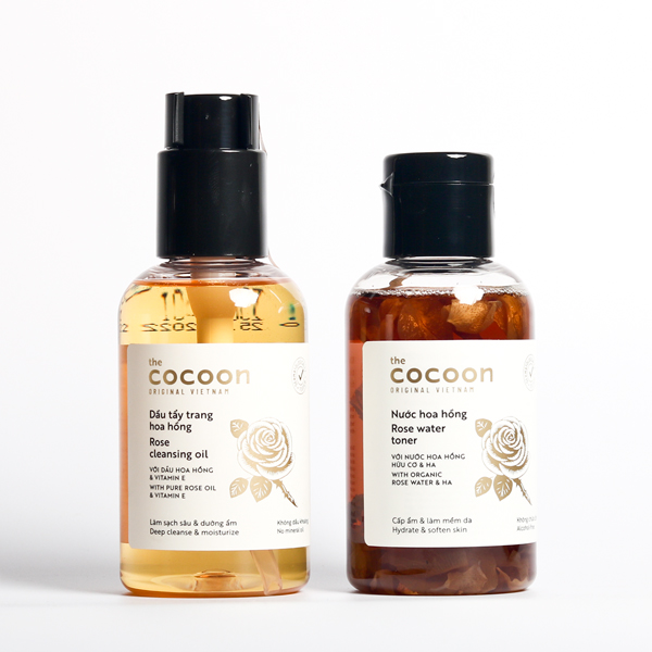 Combo Toner Nước hoa hồng cocoon 140ml + Dầu tẩy trang hoa hồng cocoon 140ml