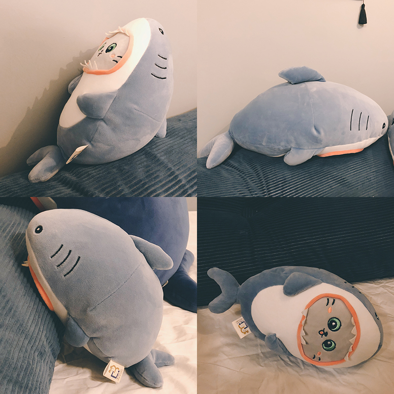 Gấu bông cá mập mặt mèo – Size từ 45 đến 110 cm  – Quà tặng thú nhồi bông baby shark siêu dễ thương – Gối ôm cho bé ngủ ngon