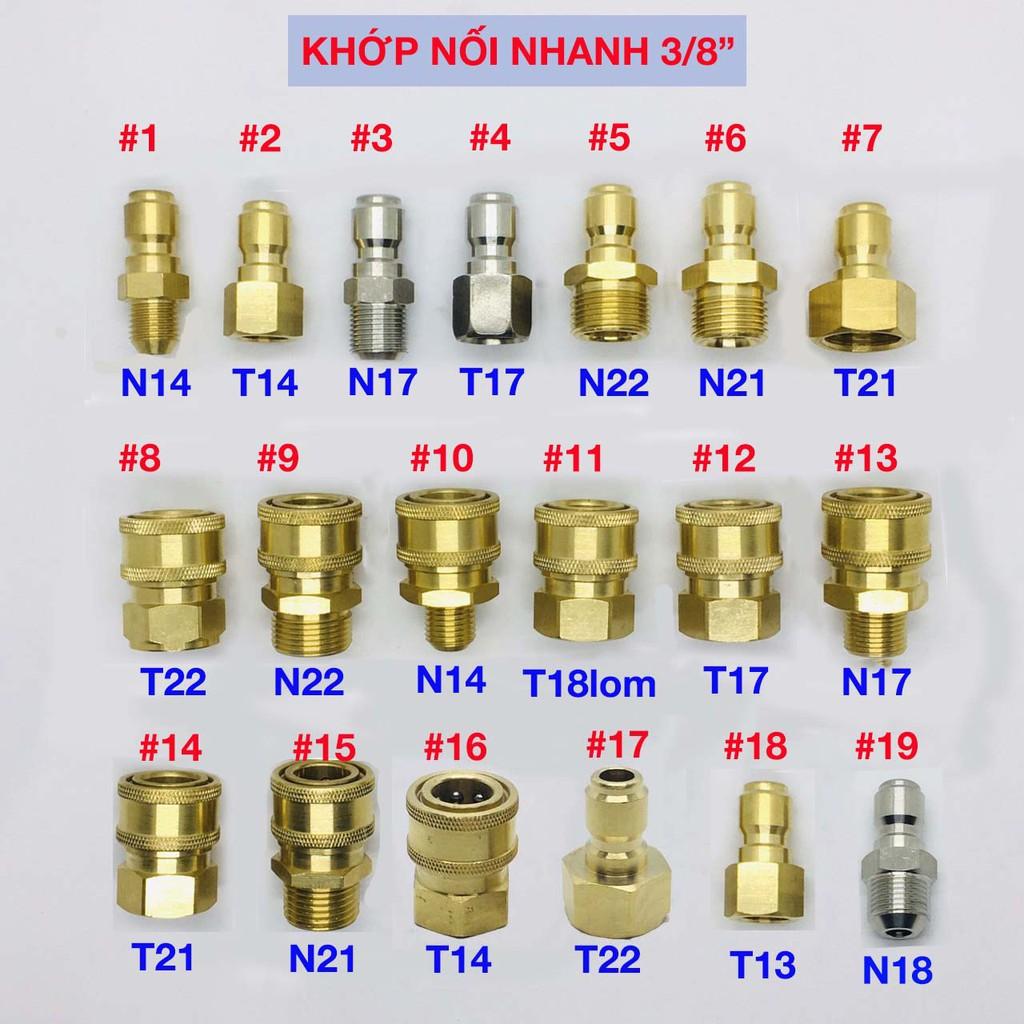 Khớp nối nhanh 3/8&quot; đủ các loại ren - phụ kiện máy rửa xe