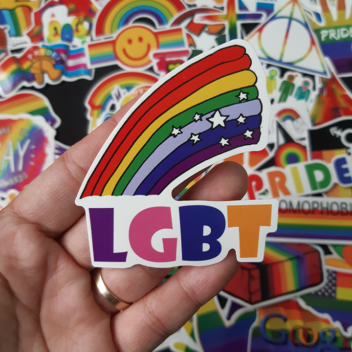 Bộ Sticker dán cao cấp chủ đề CẦU VỒNG LGBT - Dùng dán Xe, dán mũ bảo hiểm, dán Laptop, dán đàn