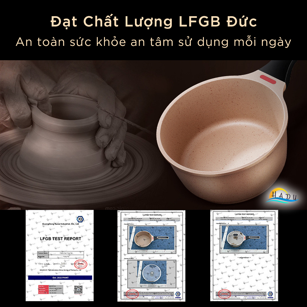 Nồi Chống Dính Bếp Từ Có Nắp 18cm Cao Cấp Cảm Biến Nhiệt Độ Thông Minh Đạt Chất Lượng LFGB Đức SSGP
