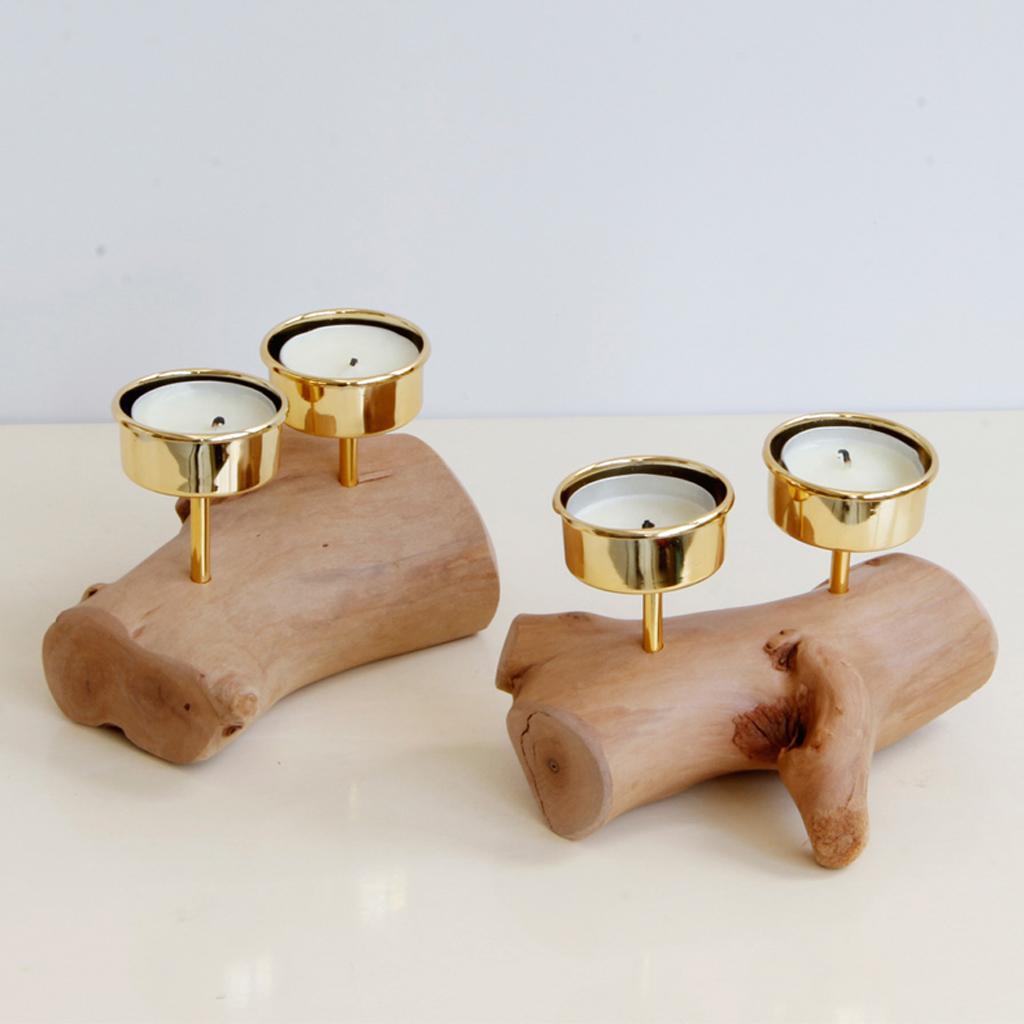 Wooden Base Candle Holder Candlestick Tealight Home Office Desktop Decor