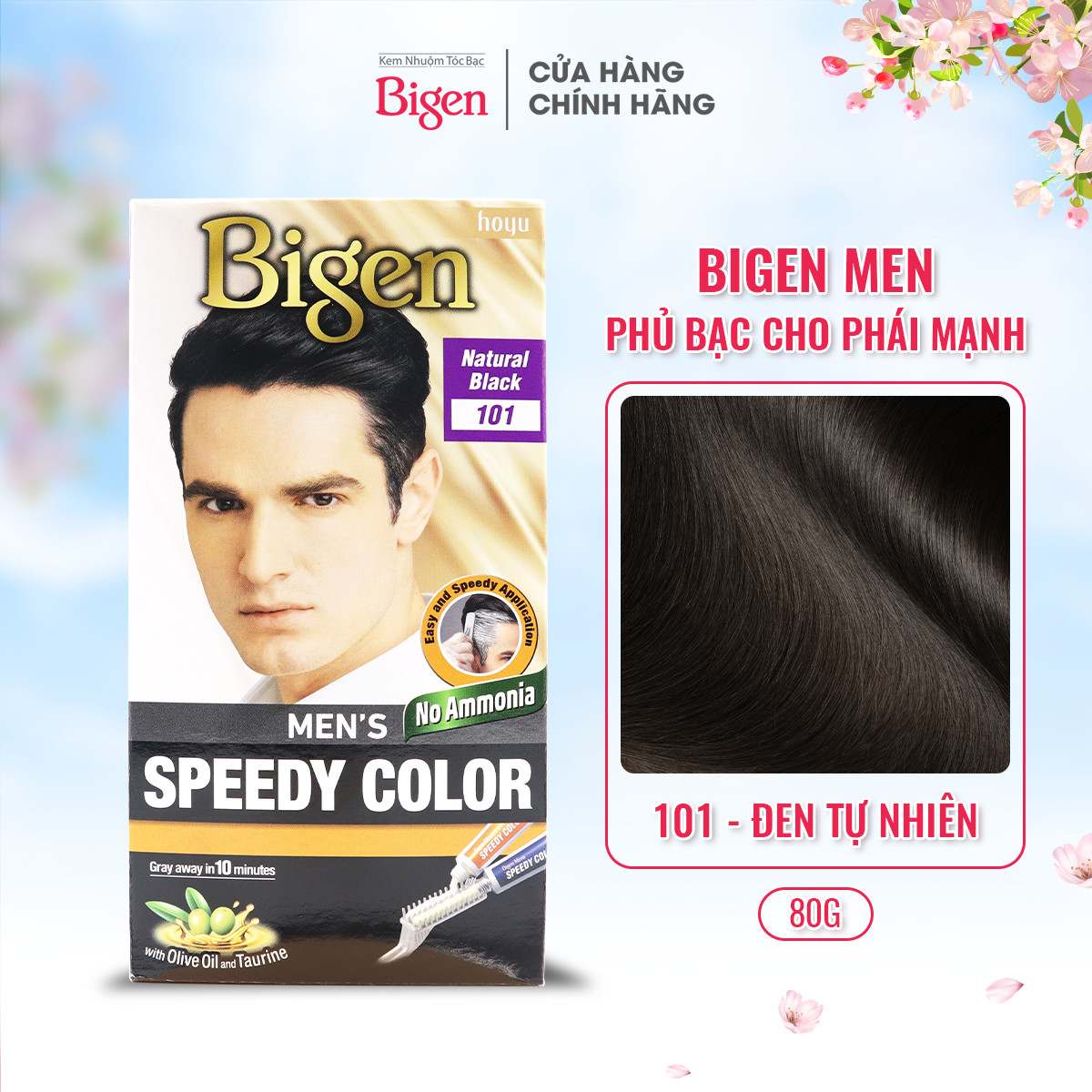 Thuốc nhuộm phủ bạc Bigen Men dành cho nam, nhuộm tóc bạc hoàn toàn, mùi dễ chịu, tiện lợi 80ml dạng kem