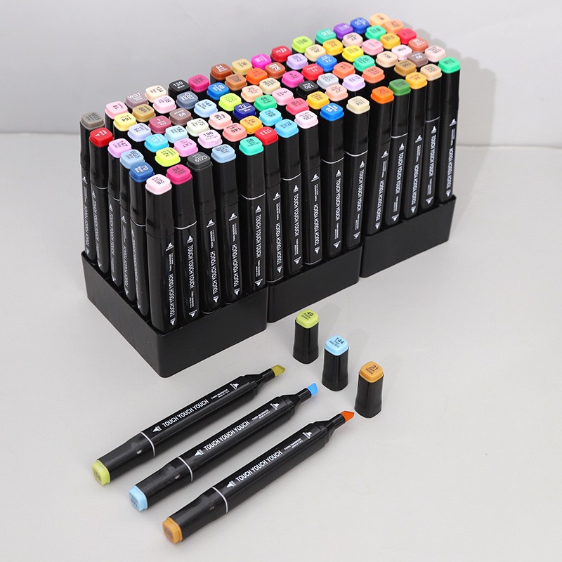 Bút màu vẽ Marker Touch 2 đầu kèm đế - túi vải chuyên nghiệp Bộ 120/168/204/262 màu đa dạng màu sắc
